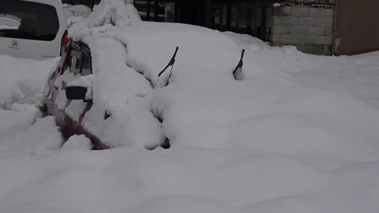 Tatvan'da yoğun kar yağışından dolayı araçlar kara gömüldü