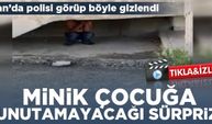 Van'da polisi görünce saklanan çocuğa sürpriz