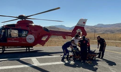 Göğüs ağrısı olan hasta için helikopter havalandı