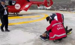 Göğüs ağrısı şikayeti olan hasta için helikopter havalandı
