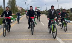 Van'da öğrenciler, İsrail'in saldırılarını pedal çevirerek protesto etti