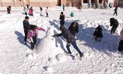 Van'da öğrenciler karın ve tatilin keyfini çıkardı