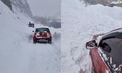 Van’da aracın üzerine çığ düştü! Sürücü son anda kurtuldu