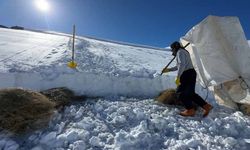 1 buçuk metreyi aşan karda çiftçilerin zorlu mesaisi sürüyor