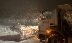 Başkale'de yoldan çıkan otomobil kara saplandı