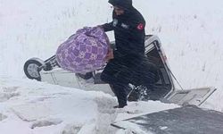 Van'da yoldan çıkan minibus kara saplandı