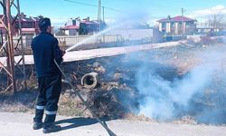 Van'da anız yangını