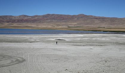 Erçek Gölü'nün kıyılarındaki çekilme arttı
