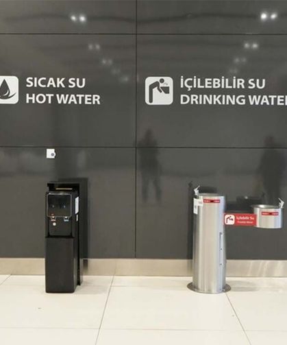 Havalimanlarında ücretsiz içme suyu hizmeti