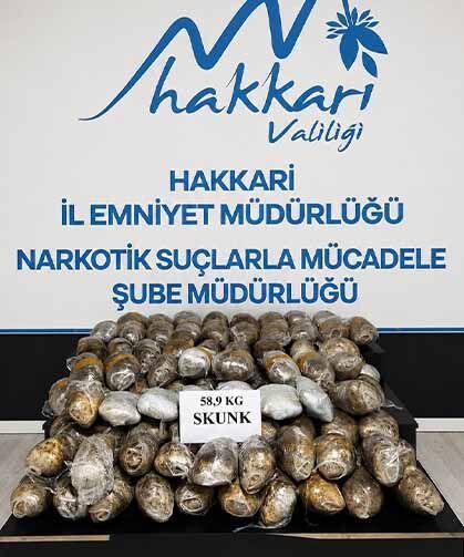 Hakkari’de 58 kilo 900 gram uyuşturucu ele geçirildi