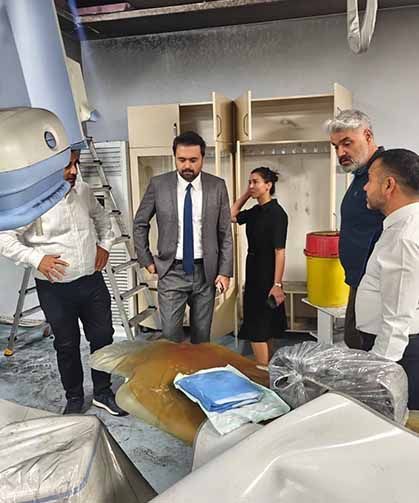Van Bölge Hastanesi’nde yangında zarar gören alanlar incelendi