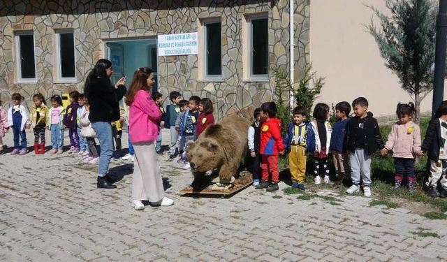 Minik öğrenciler yaban hayvanlarını yakından gördü