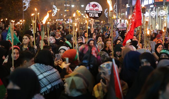 Van'da binlerce kişi Gazze için yürüdü