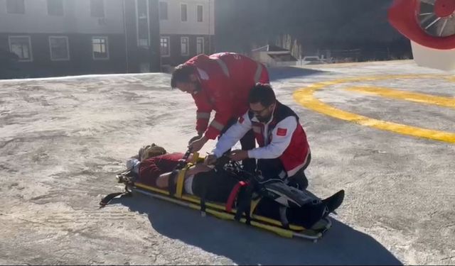 Van'da trafik kazasında yaralanan hasta ambulans helikopterle hastaneye ulaştırıldı