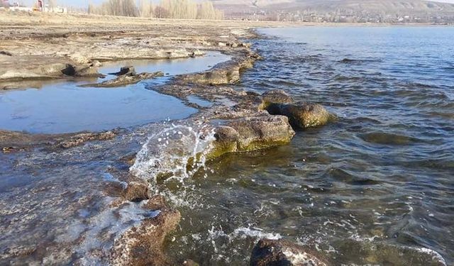 Van Gölü kıyıları dondu