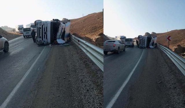 Kontrolden çıkan tır devrildi: 1 yaralı