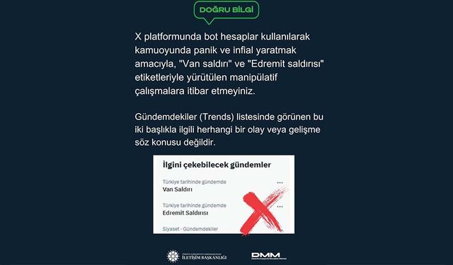 "Van saldırı" ve "Edremit saldırısı" paylaşımına yalanlama