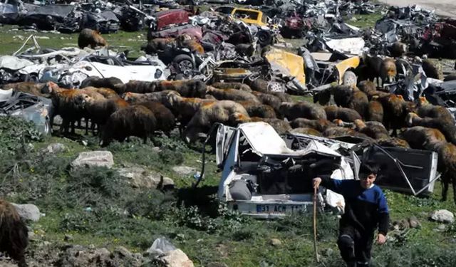 Enkazda kalan yüzlerce araç arazilerde bekletiliyor