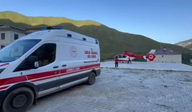 Doğumdan sonra rahatsızlanan kadın için ambulans helikopter havalandı