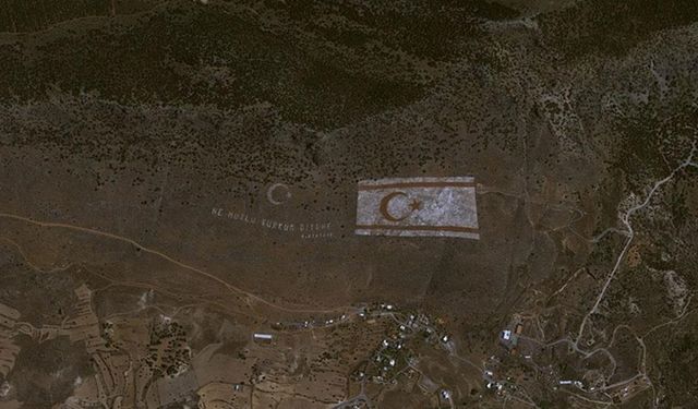 Göktürk-1 uydusu, Beşparmak Dağları'ndaki KKTC bayrağını fotoğrafladı