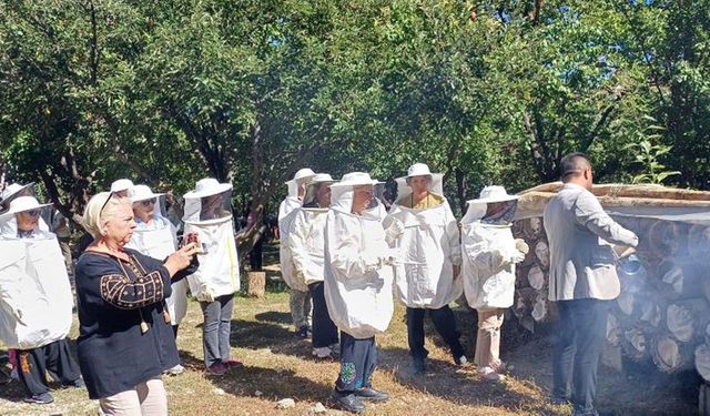 Yerli turistler Van'da bal hasadı yaptı