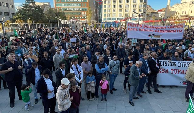 Van'da İsrail'e yönelik tepki yürüyüşü gerçekleştirildi