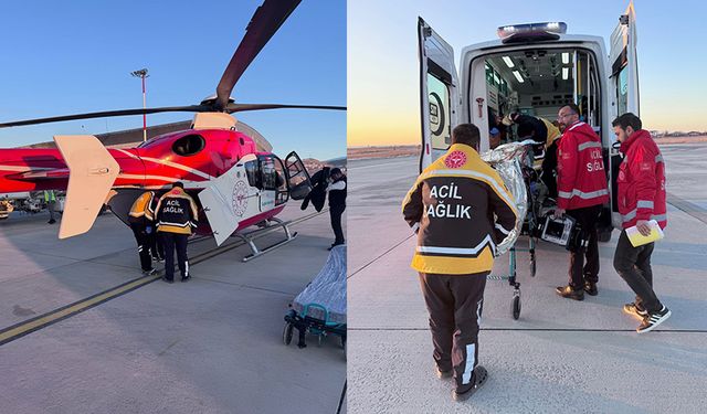 Hakkari'deki hasta ambulans helikopterle Van'a nakledildi