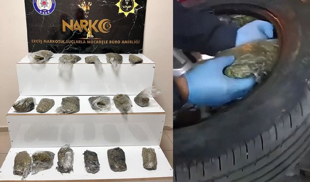 Van'da bir kamyonetin lastiğinde esrar ele geçirildi
