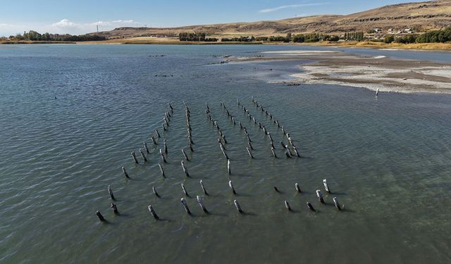 Van Gölü'nün çekilmesiyle asırlık iskelenin ayakları ortaya çıktı