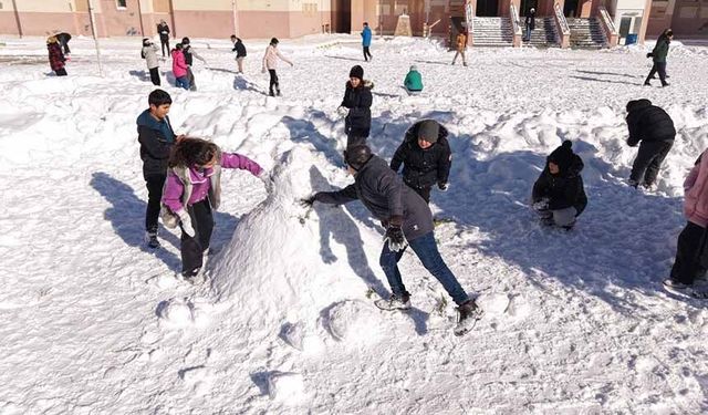 Van'da öğrenciler karın ve tatilin keyfini çıkardı