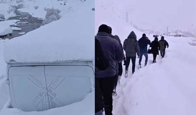 Çığla kapanan yolda mahsur kalan 100 kişi köyde misafir edildi