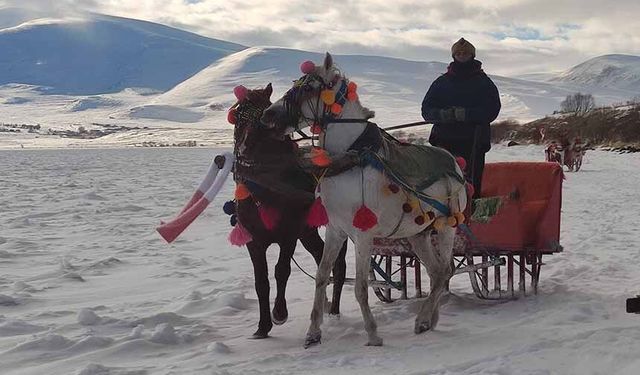 Göl üzerinde atlı gezi ve halay keyfi