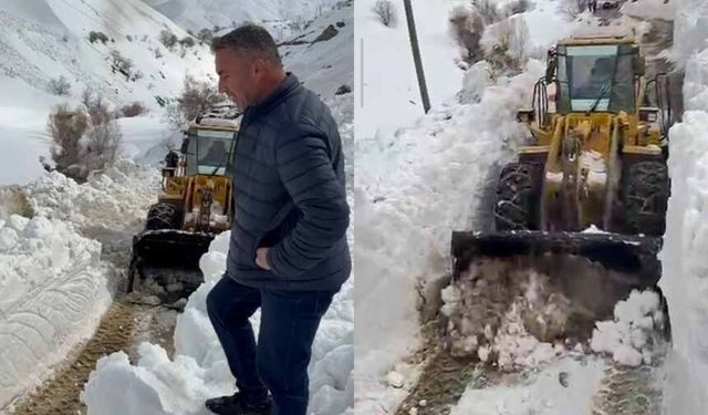 Bahçesaray'da düşen çığ temizlendi