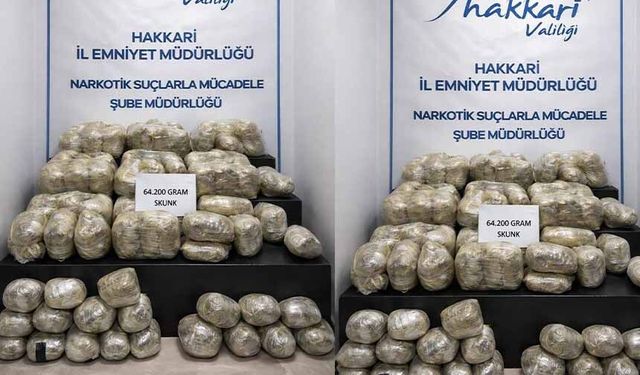 Hakkari'de 64 kilogram uyuşturucu ele geçirildi