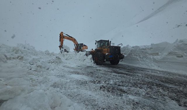 Karabet Geçidi'nde çalışmalar kar yağışı altında devam ediyor