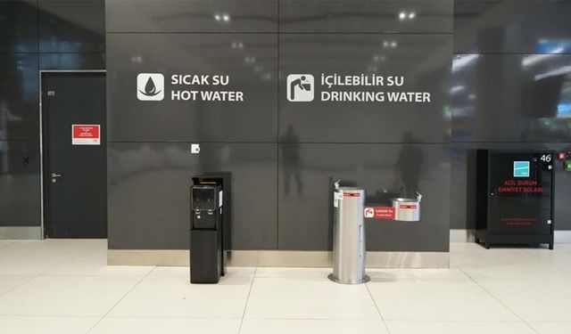Havalimanlarında ücretsiz içme suyu hizmeti