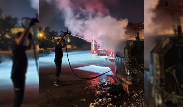 Van'da çöp konteynerini ateşe verdiler!