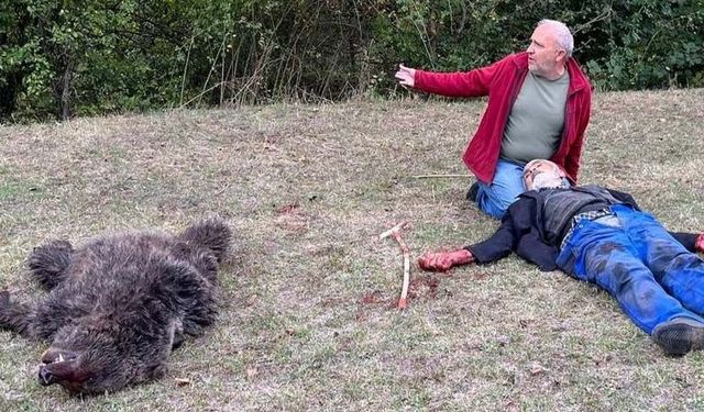 Ayı saldırısı! Komşuları yaşlı adamı ayıyı vurarak kurtardı