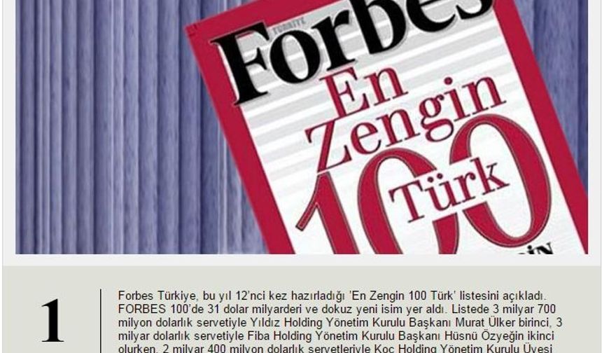 Forbes, en zengin 100 Türk'ü açıkladı