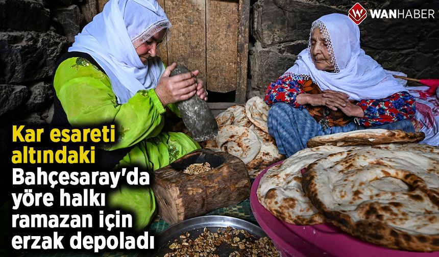 Kar esareti altındaki Bahçesaray'da yöre halkı ramazan için erzak depoladı