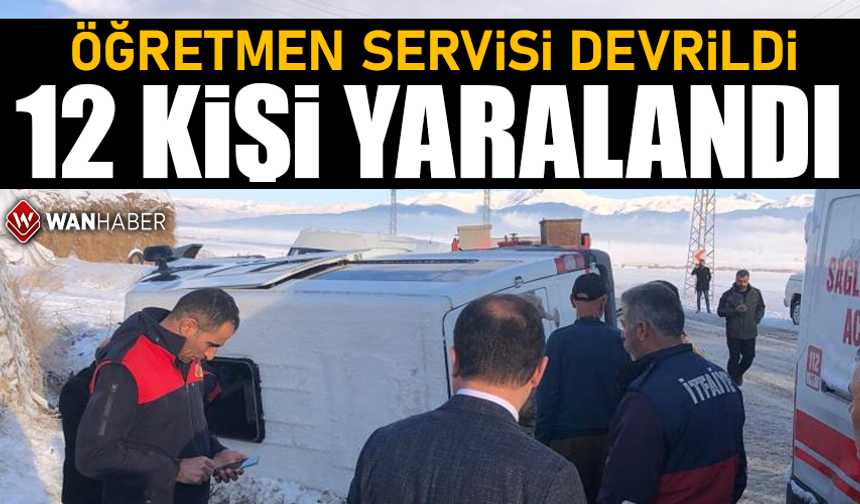 Öğretmen servisi devrildi: 12 yaralı