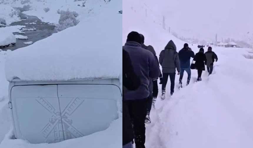 Çığla kapanan yolda mahsur kalan 100 kişi köyde misafir edildi