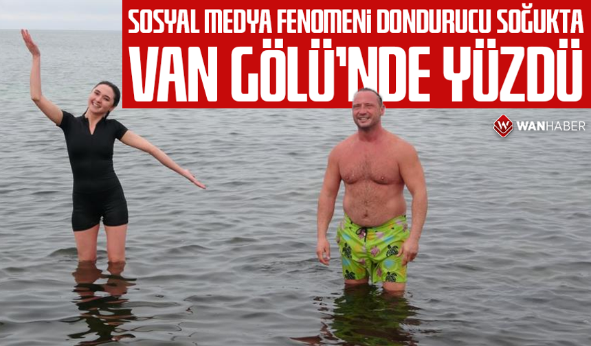Sosyal medya fenomeni dondurucu soğukta Van Gölü'nde yüzdü