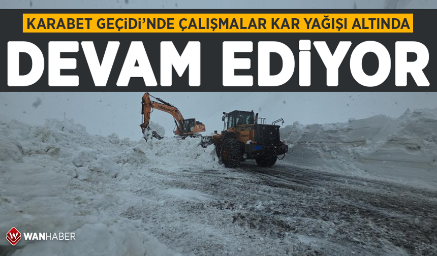 Karabet Geçidi'nde çalışmalar kar yağışı altında devam ediyor