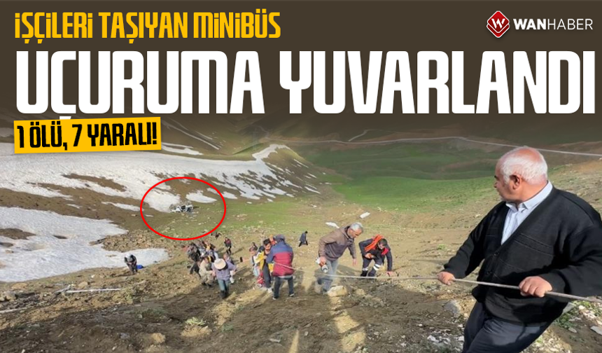 İşçileri taşıyan minibüs uçuruma yuvarlandı: 1 ölü, 7 yaralı