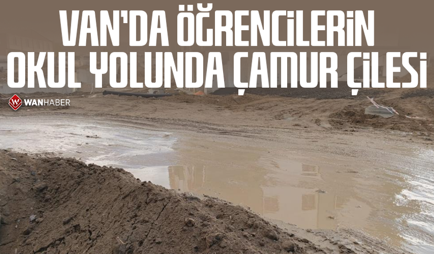 Van'da öğrencilerin okul yolunda çamur çilesi