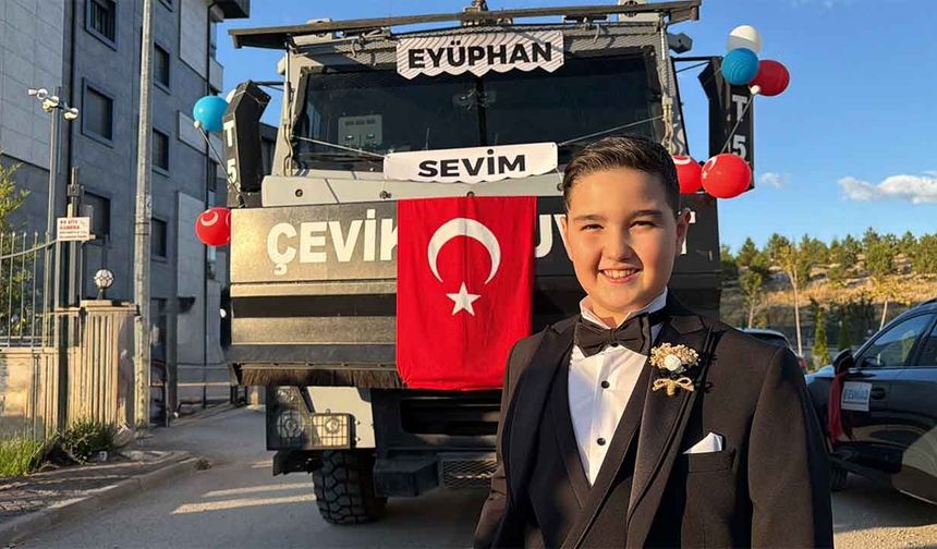 Şehit çocuğuna TOMA’lı konvoy