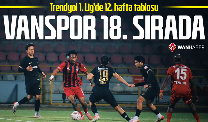Trendyol 1. Lig’de 12. hafta tablosu Vanspor 18. sırada