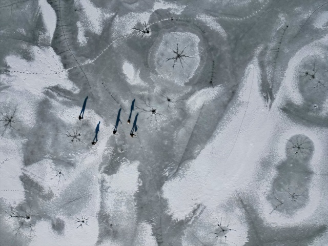 Kuş cenneti Dilkaya Sazlığı'nın yüzeyi buz tuttu