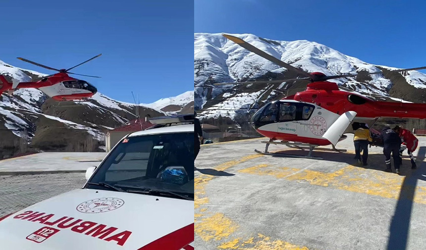Van’da Ambulans Helikopter Yüksekten Düşen Hasta Için Havalandı77